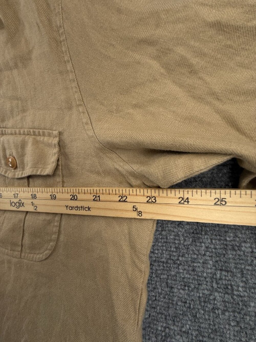 Lauren Ralph Lauren All Linen Size 16 Women Button Up Shirt Tan Long Sleeve - Picture 6 of 16